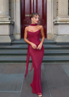 Women’s strapless bodycon maxi dress featuring a sleek, sculpting fit, clean straight neckline and floor-grazing length. Minimalist design flatters the waist and shoulders, ideal for weddings, galas or evening events paired with heels and a clutch.