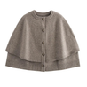 Blake Wool-Blend Button-Up Cape Sweater featuring a layered cape design, front button fastening and ribbed hem. Soft wool-blend knit with a relaxed drape that layers over blouses, sweaters or dresses for warm, feminine elegance in cooler months.
