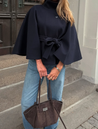 Chloe 2-Pack Cape Bundle featuring two belted capes with high-neck collars, buttoned fronts and detachable waist ties. Soft-touch fabric, flowing drape and versatile colors ideal for layering over dresses, denim or tailored looks.