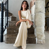 Emily one-shoulder shoulder-tie midi dress with a sculpted waist and hips, draped bow detail at the shoulder and ankle-grazing hem. Soft stretch fabric (95% polyester, 5% elastane) creates a smooth, elongated silhouette for formal evenings and weddings.
