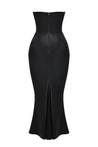 Madison corset maxi dress featuring a strapless structured bodice, soft draping at the hips and a body-skimming column silhouette. Lined for smooth coverage with gentle stretch that molds to the body. Composition: Cotton, Satin, Polyester, Elastane.