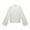Sharon lightweight tie-front jacket in cotton-blend knit featuring a pointed collar, soft open front with fabric ties, flared sleeves and a clean, cropped silhouette. Minimal, refined layer to wear over tees, blouses or dresses for day-to-evening looks.