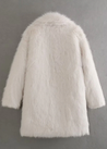 Women’s off-white faux-fur coat featuring a plush exterior, smooth lining and a clean, flattering silhouette. Lightweight yet warm, it layers effortlessly over dresses, knits or casual outfits—an elegant lined winter jacket for day or night.